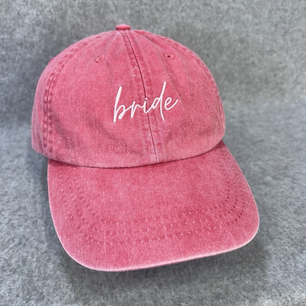 Adams Bride Hat Pink Dad Cap Adjustable Leather Strap Embroidered